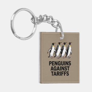 Llavero Pingüinos Vintage Protestan Contra Aranceles Diver