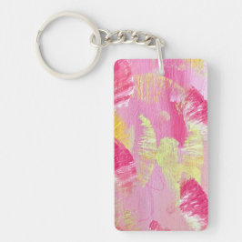 Llavero Pink Abstract Art Acrylic Keychain
