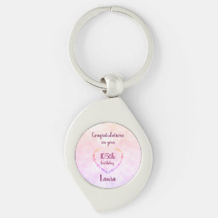 Llavero Pink and Silver 105th Birthday personalizado