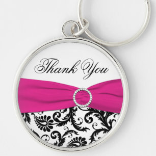 Llavero Pink, Black, White Damask Gracias Keychain