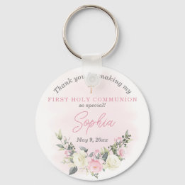 Llavero Pink blush First Communion keychain favor