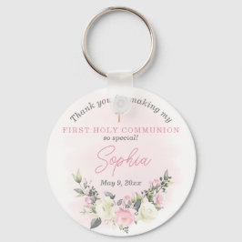 Llavero Pink blush First Communion keychain favor