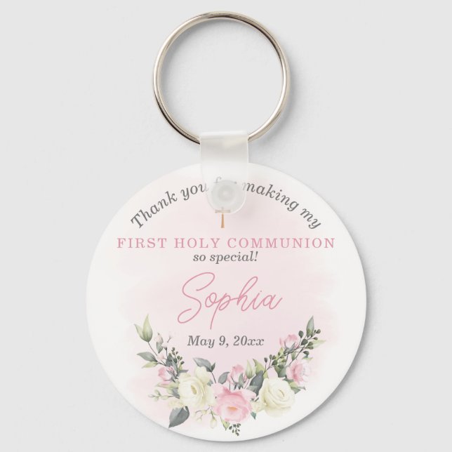 Llavero Pink blush First Communion keychain favor (Anverso)