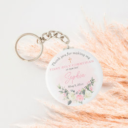 Llavero Pink blush First Communion keychain favor