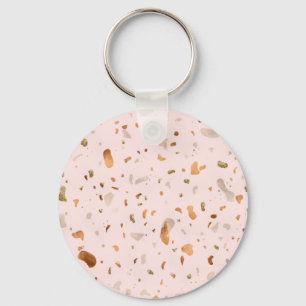 Llavero Pink Blush Terrazzo With Gold Copper Spots