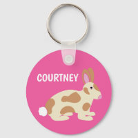 Pink brillante de conejito blanco personalizado