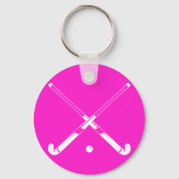 Pink, cadena de claves de silueta de hockey sobre 