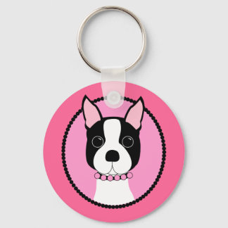 Llavero Pink Cameo Boston Terrier