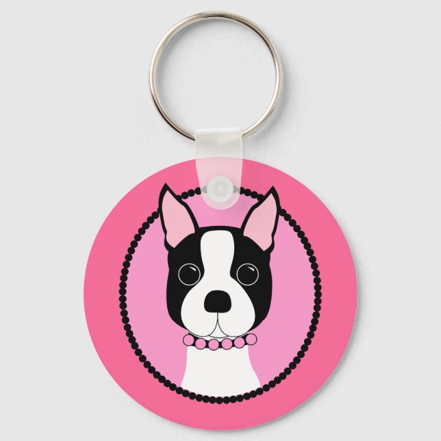 Llavero Pink Cameo Boston Terrier (Anverso)