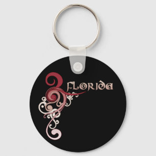 Llavero Pink Curly Swirl Florida Keychain Dark