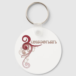 Llavero Pink Curly Swirl Wisconsin Keychain