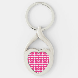 Llavero Pink Cute Hearts Pattern Keychain Metalizado