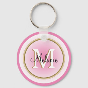 Llavero Pink Faux Gold Tu nombre e inicio