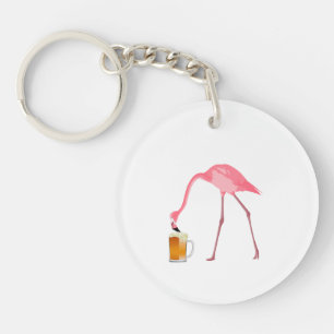 Llavero Pink Flamingo Beer Lover