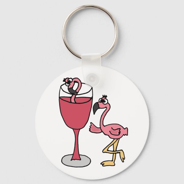 Llavero Pink Flamingo in Blush Wine Glass (Anverso)