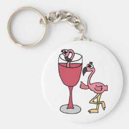 Llavero Pink Flamingo in Blush Wine Glass