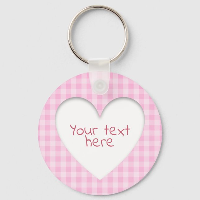 Llavero Pink Gingham Heart (Anverso)