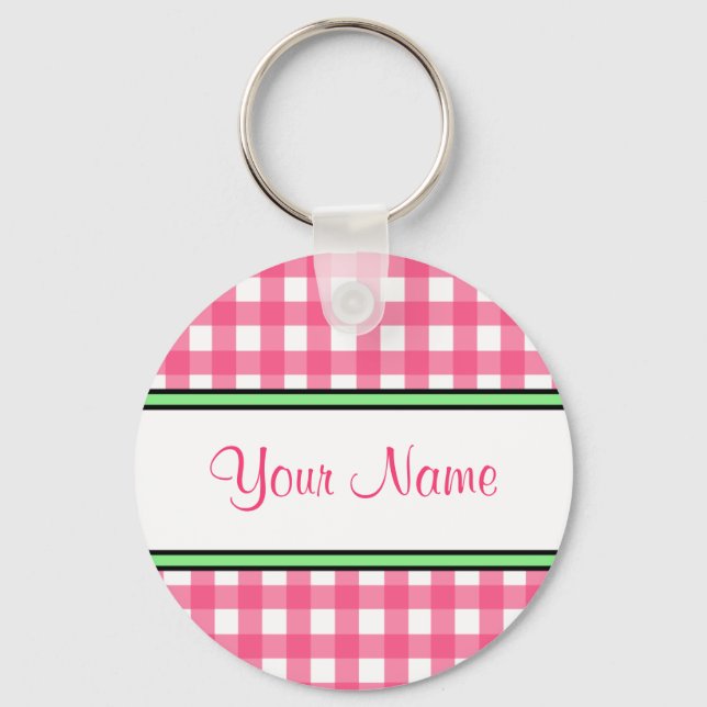 Llavero Pink Gingham Keychain (Anverso)