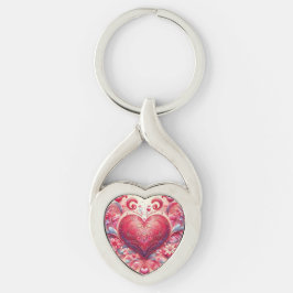 Llavero Pink Glittery Swirl Heart Keychain