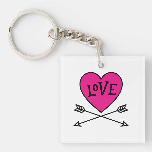 Llavero Pink Heart Cupid's Bows LOVE Magnet (Frente)