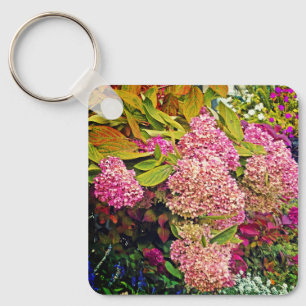 Llavero PINK HYDRANGEA GARDEN / volver al propietario si s