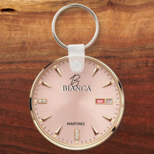 Llavero Pink Luxury Watch Elegant Gold and Silver Women's