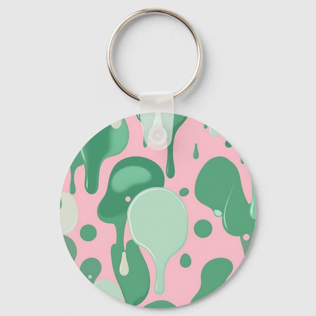 Llavero Pink Mint Green Melting Drip Pattern Abstract  (Anverso)