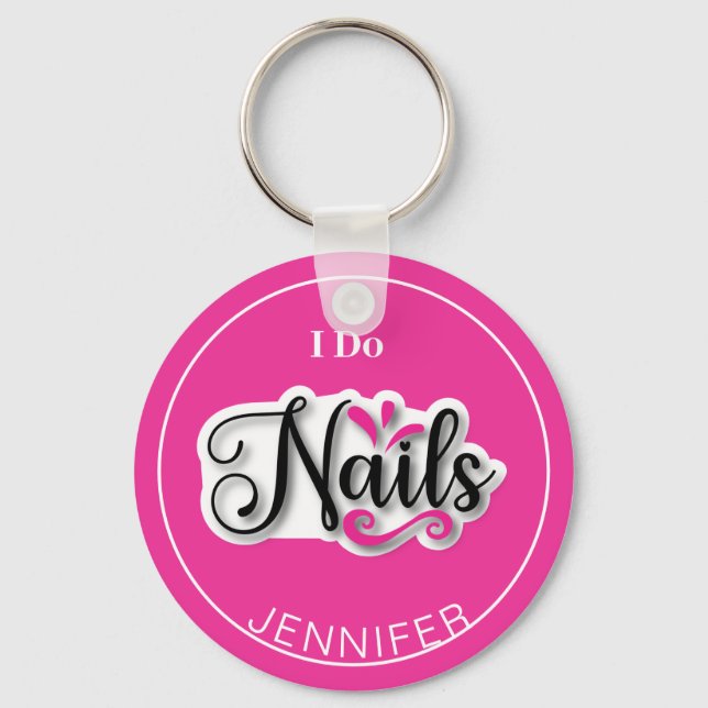 Llavero Pink Moderno I Do Nails Nail Technician Keychain (Anverso)