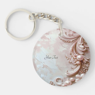 Llavero Pink Ornate Pearl and Floral Keychain
