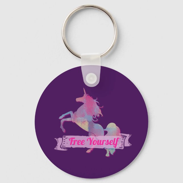 Llavero Pink Pastel Resumen Unicorn Silhouette (Anverso)