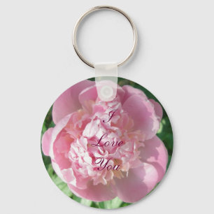 Llavero Pink Peony I Love You Keychain
