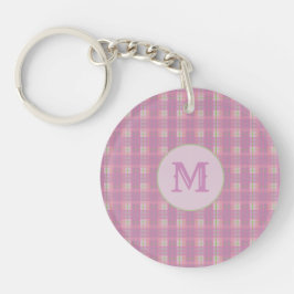 Llavero Pink Plaid Stripes Key Chain Capital Initial