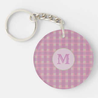 Llavero Pink Plaid Stripes Key Chain Capital Initial