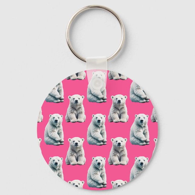 Llavero Pink Polar Bear Pattern Design  (Anverso)