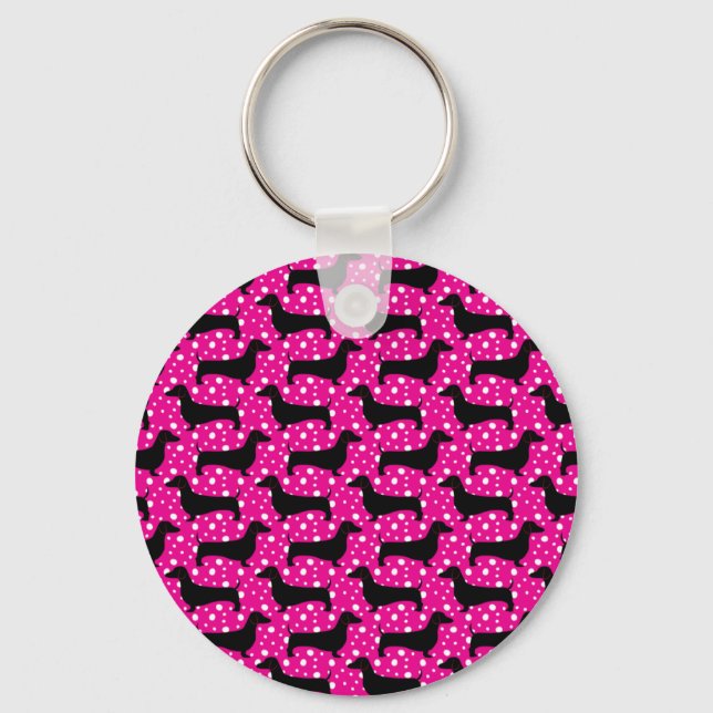 Llavero Pink Polka Dachshunds (Anverso)