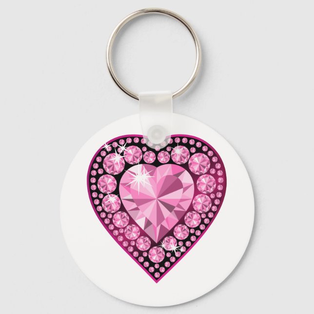 Llavero Pink Quartz Gem Heart (Anverso)