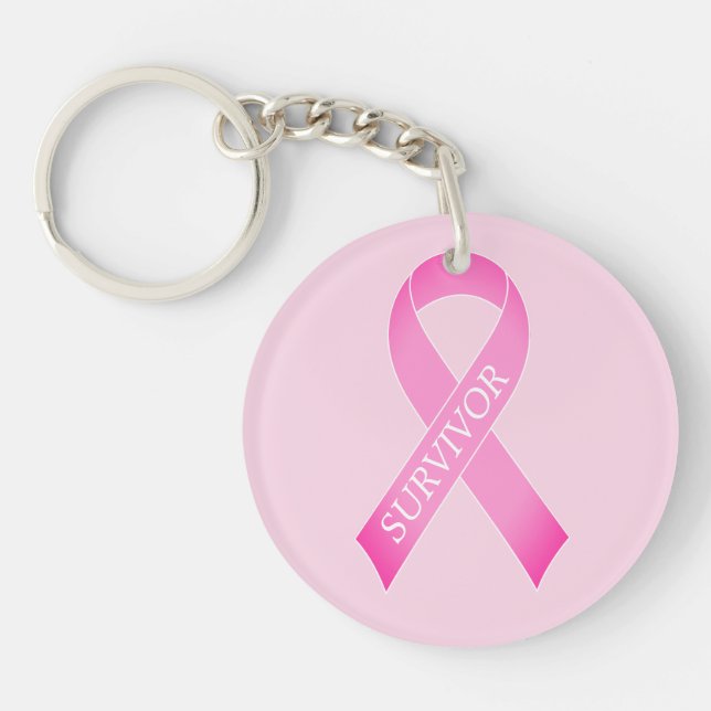 Llavero Pink ribbon breast cancer awareness custom name (Frente)