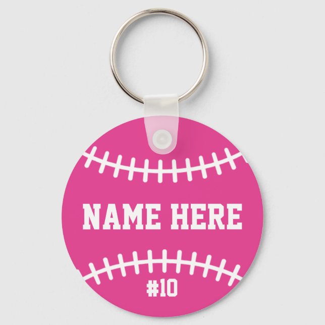 Llavero Pink Softball Keychain Girls Team Athletes Player (Anverso)