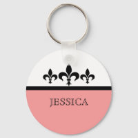 Pink Swanky Fleur De Lis Keychain