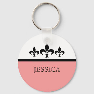 Llavero Pink Swanky Fleur De Lis Keychain