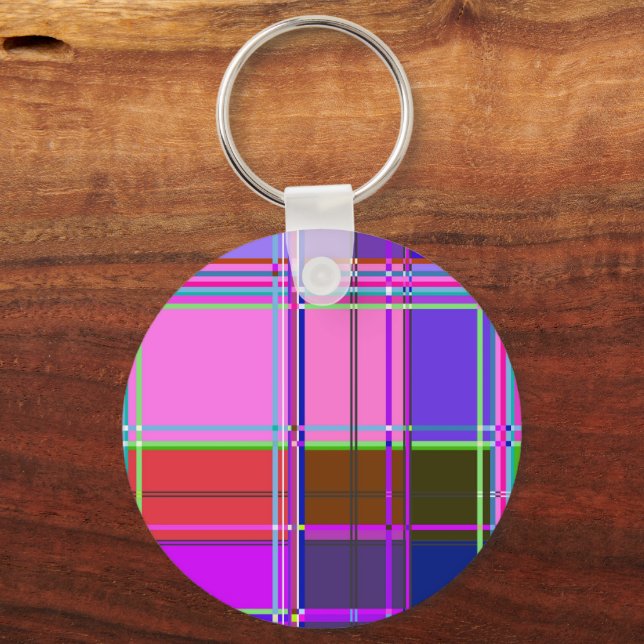 Llavero Pink tartan Fabric Pattern Cloth Madras (Anverso)