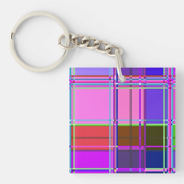 Llavero Pink tartan Fabric Pattern Cloth Madras (Frente)