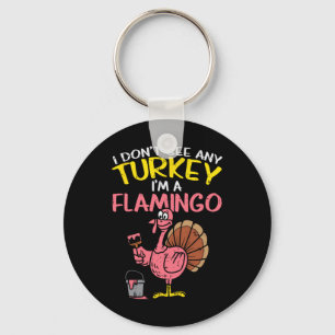 Llavero Pink Turkey Flamingo Divertido Día de Acción de Gr