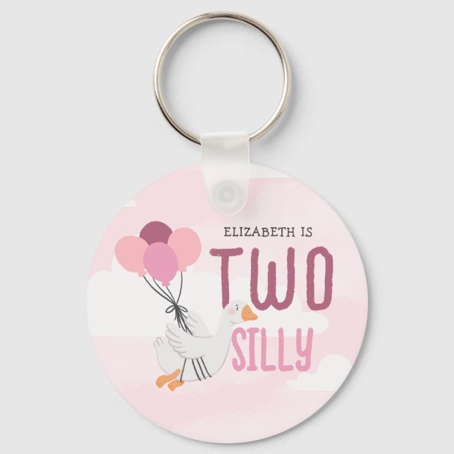 Llavero Pink Two Silly Goose Segundo Favor del Partido del (Anverso)