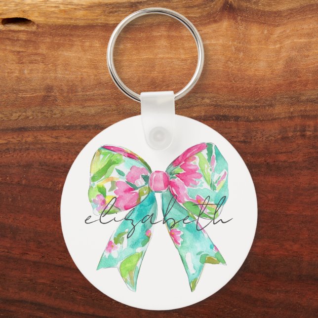 Llavero Pink y Green Bow Personalizados (Anverso)