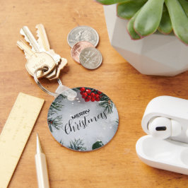 Llavero Pino cubierto de nieve, Holly Berries, sin foto