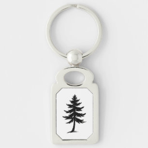 Llavero Pino minimalista: diseño de bosque con pincel de t