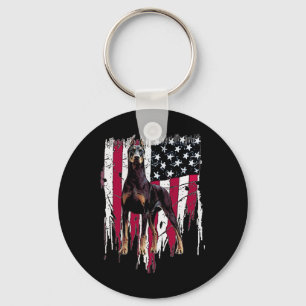 Llavero Pinscher Bandera Americana Usa Impresionante