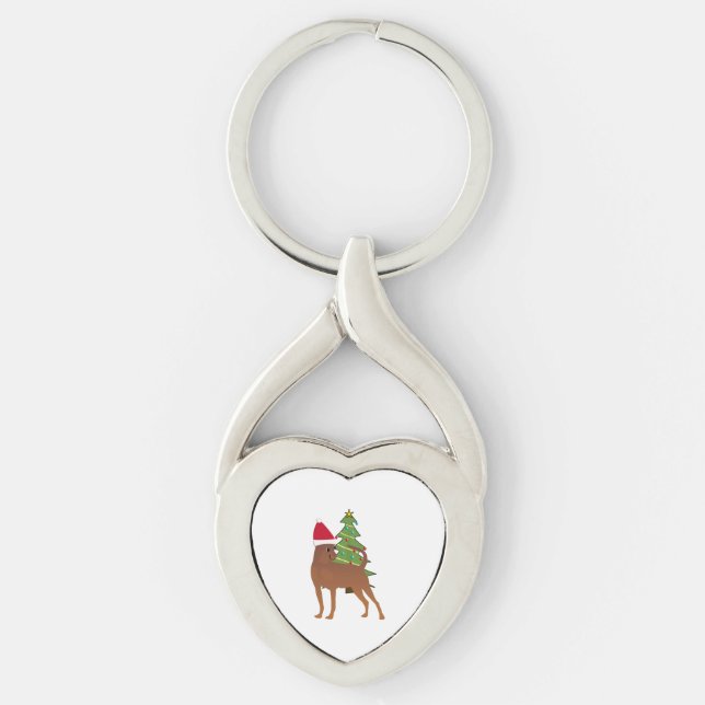 Llavero Pinscher en miniatura en Santa Hat (Anverso)