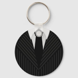 Llavero Pinstripe Suit and Tie Mens Classic Round Keyring